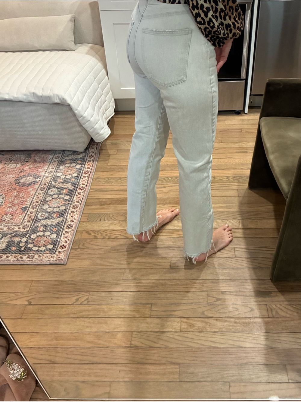 Agolde Pale Gray High-Rise Straight Jeans
